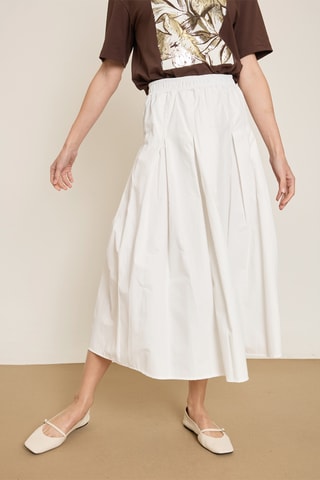 Jupe midi taille haute - Beige