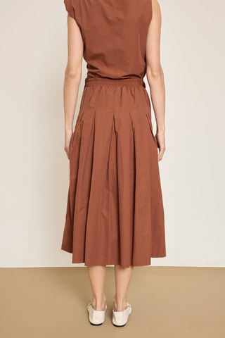 Jupe midi taille haute - Marron