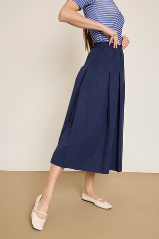 Jupe midi taille haute - Bleu marine