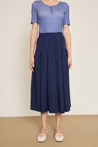 Jupe midi taille haute - Bleu marine