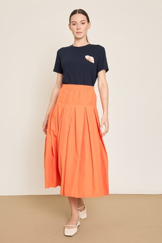 Jupe midi taille haute - Orange