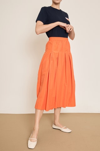 Jupe midi taille haute - Orange