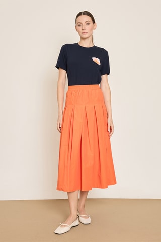 Jupe midi taille haute - Orange