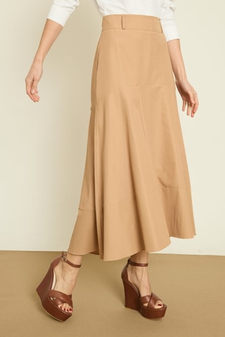 Jupe longue taille haute - Marron