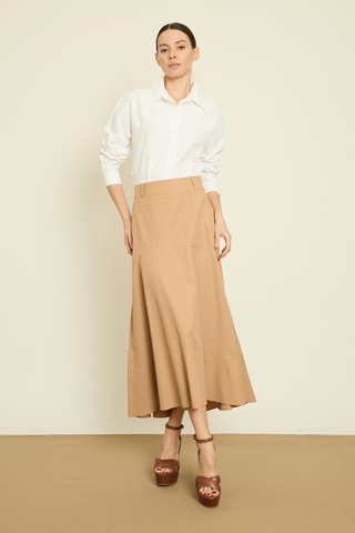 Jupe longue taille haute - Marron