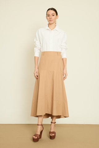 Jupe longue taille haute - Marron