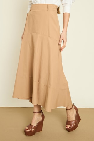 Jupe longue taille haute - Marron