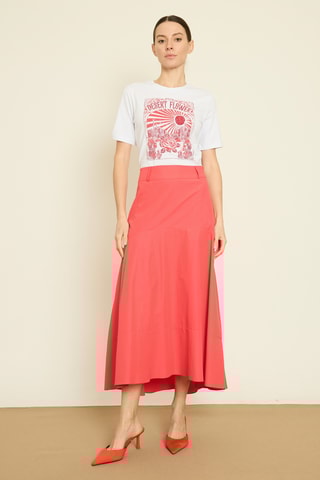 Jupe longue taille haute - Corail