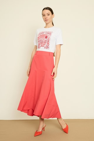 Jupe longue taille haute - Corail