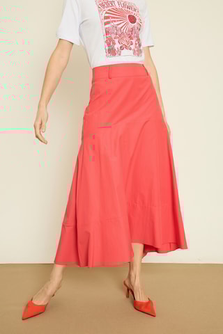 Jupe longue taille haute - Corail