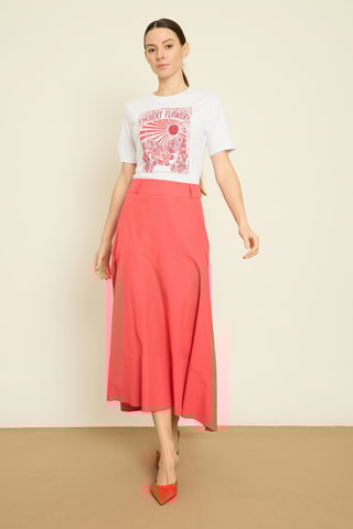 Jupe longue taille haute - Corail