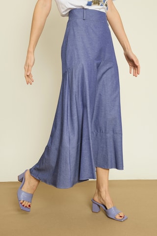 Jupe longue taille haute - Bleu