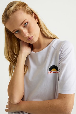 T-shirt - Blanc, noir, jaune et orange