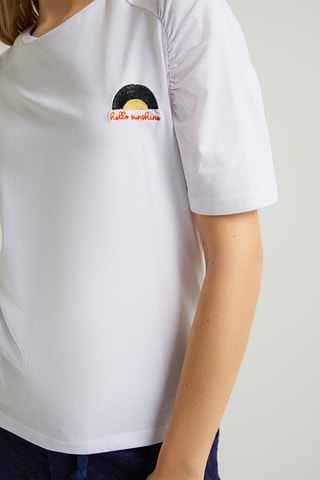 T-shirt - Blanc, noir, jaune et orange