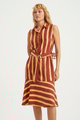 Robe chemise - Jaune et marron