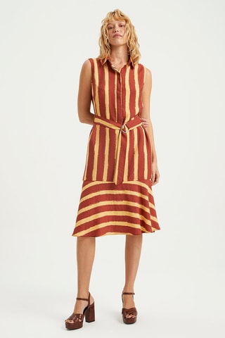 Robe chemise - Jaune et marron
