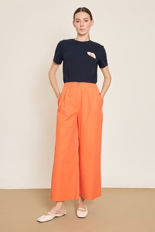 Pantalon wide legs 7/8 taille haute - Orange