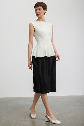 Robe midi - Blanc et noir