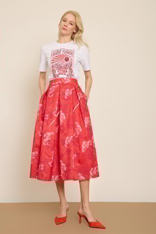 Jupe midi taille haute - Corail