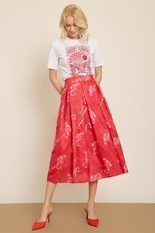 Jupe midi taille haute - Corail