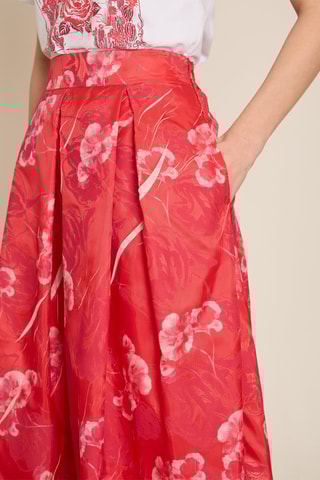 Jupe midi taille haute - Corail