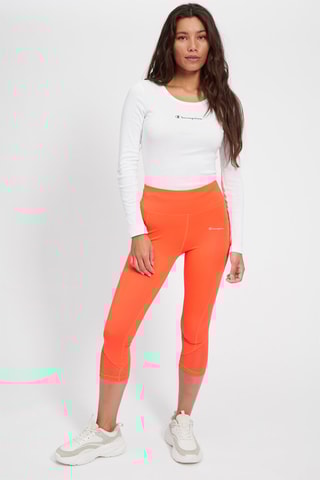 Leggings de atletismo de tiro alto - Blanco y naranja