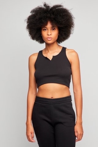 Crop top - Blanco, negro y rojo