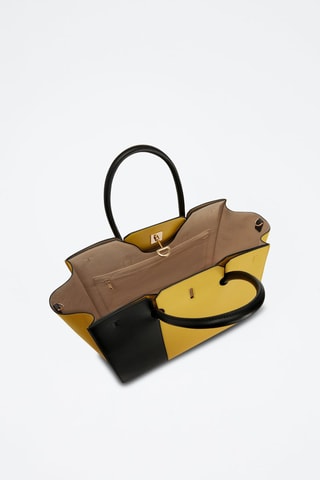 Sac à main en cuir de veau - Jaune et noir