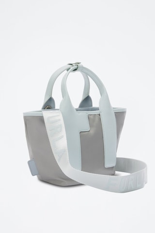 Sac à main en cuir - Gris clair et ciel