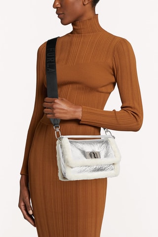 Sac à main en cuir de mouton et fourrure de bélier 1927 Soft Mini - Argenté