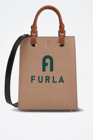 Sac bandoulière en cuir Varsity Style Mini - Beige