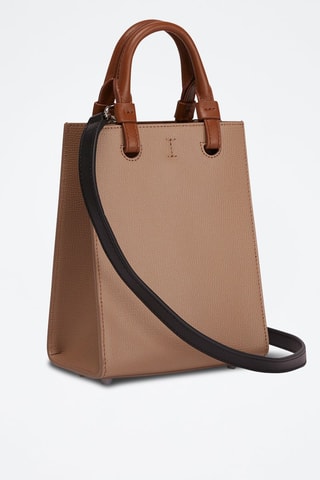 Sac bandoulière en cuir Varsity Style Mini - Beige