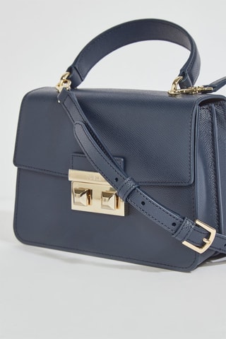 Sac à main en cuir Bella Mini - Bleu marine
