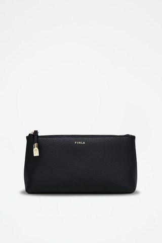 Trousse de toilette en cuir Goccia - Taille M - Noir