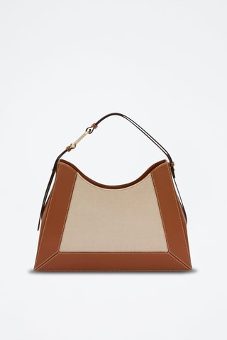 Sac porté épaule en cuir Nuvola - Taille L - Marron