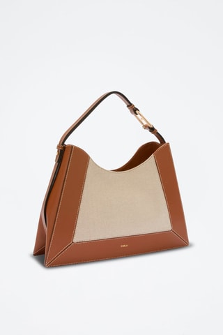 Sac porté épaule en cuir Nuvola - Taille L - Marron