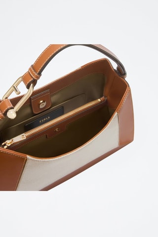 Sac porté épaule en cuir Nuvola - Taille L - Marron