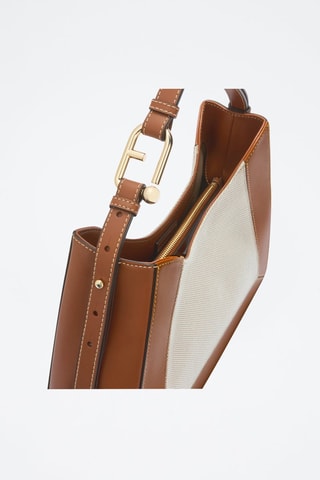 Sac porté épaule en cuir Nuvola - Taille L - Marron