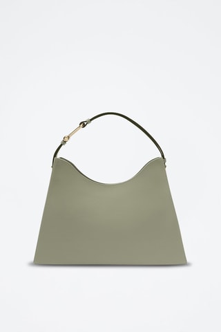 Sac porté épaule en cuir Nuvola - Taille L - Vert sauge