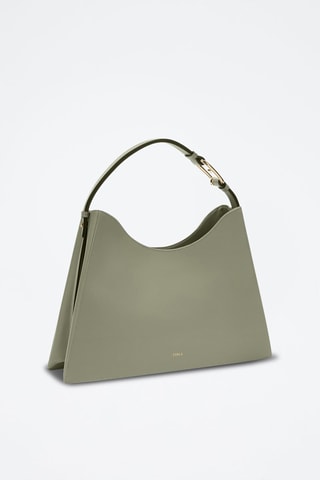 Sac porté épaule en cuir Nuvola - Taille L - Vert sauge
