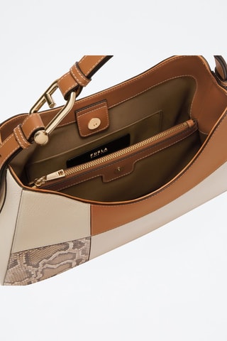 Sac porté épaule en cuir Nuvola - Taille L - Beige