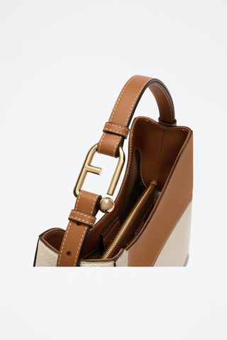 Sac porté épaule en cuir Nuvola - Taille L - Beige