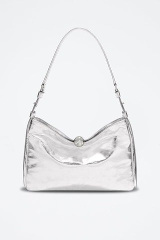 Sac porté épaule en cuir Sfera Soft - Taille M - Argenté