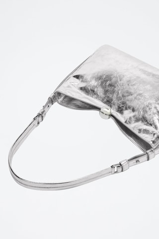 Sac porté épaule en cuir Sfera Soft - Taille M - Argenté