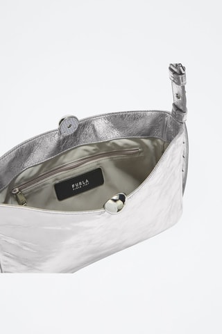 Sac porté épaule en cuir Sfera Soft - Taille M - Argenté