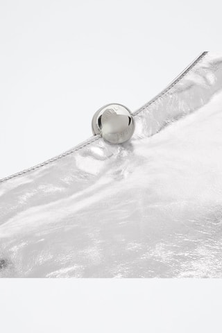 Sac porté épaule en cuir Sfera Soft - Taille M - Argenté