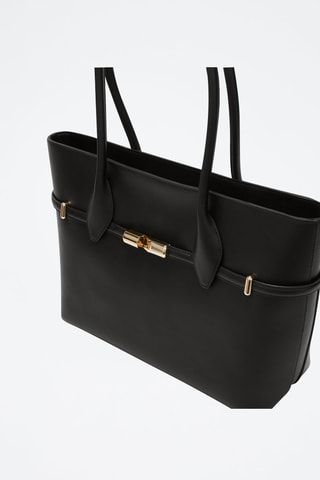 Sac porté épaule en cuir de veau - Noir