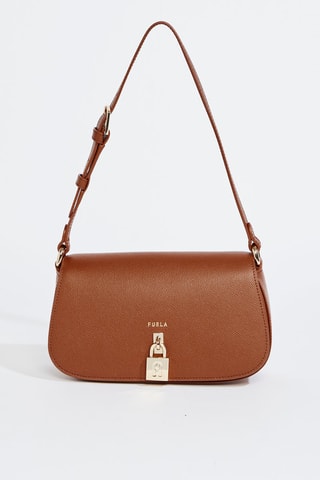 Sac porté épaule en cuir de veau - Camel