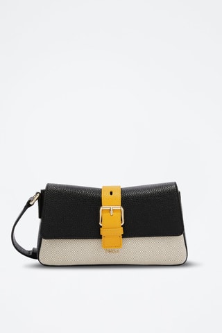 Sac bandoulière en cuir de veau - Noir et jaune