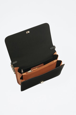 Sac bandoulière en cuir de veau Splendidas S - Noir